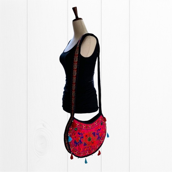 Tribe Azure Fair Trade Handcrafted Colorful Embellished Boho Shoulder Bag, NWOT! - Picture 4 of 11